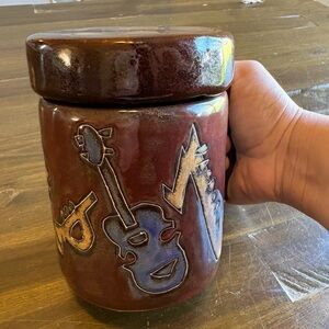 Jazz Music Instruments Saxophone Guitar Drums Mara Mexico Coffee Mug Cup Lided